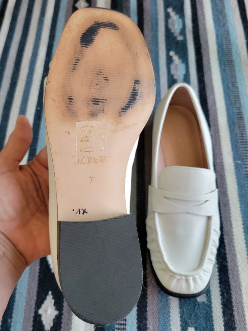 EUC! J. Crew White Leather Maison ruched loafers size 7 - Picture 9 of 11
